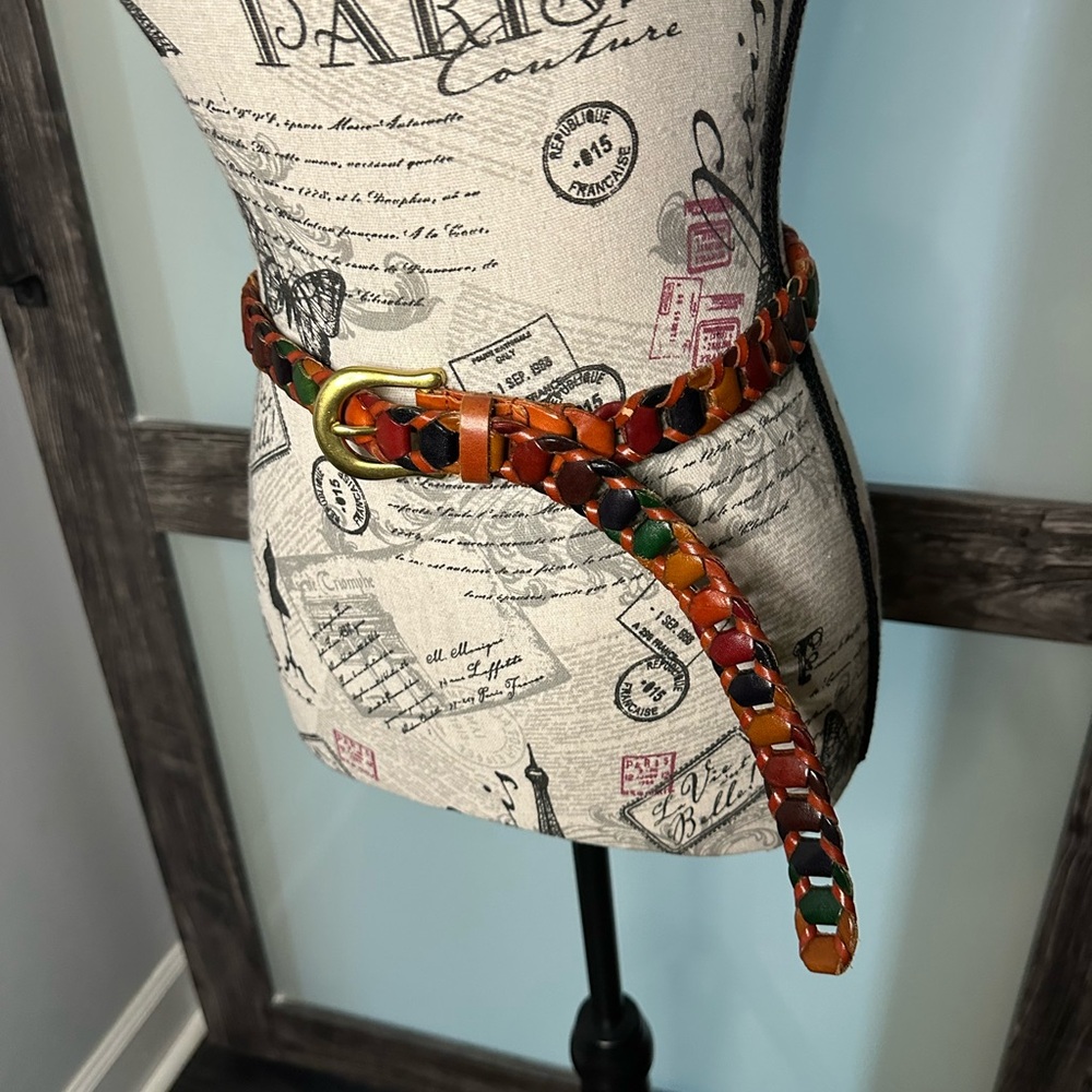 Multicolor Braided Leather Belt